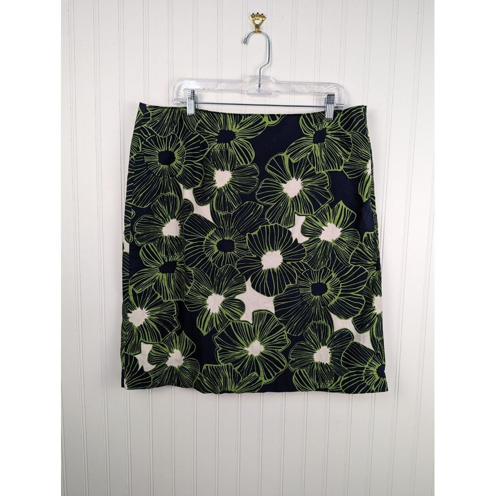Bass Heritage Collection 100% Cotton Women's Skirt Size 14 Navy & Green Floral